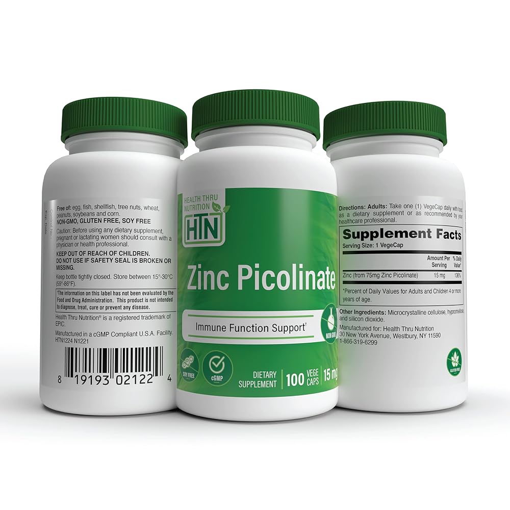 Health Thru Nutrition Zinc Picolinate 15mg - 100 Capsules - image 5