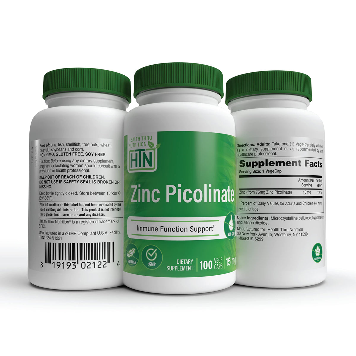 Health Thru Nutrition Zinc Picolinate 15mg - 100 Capsules - image 5