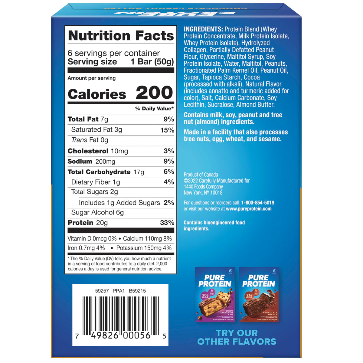Pure Protein High Protein Bar Chocolate Peanut Butter - 6 Pack - image 2