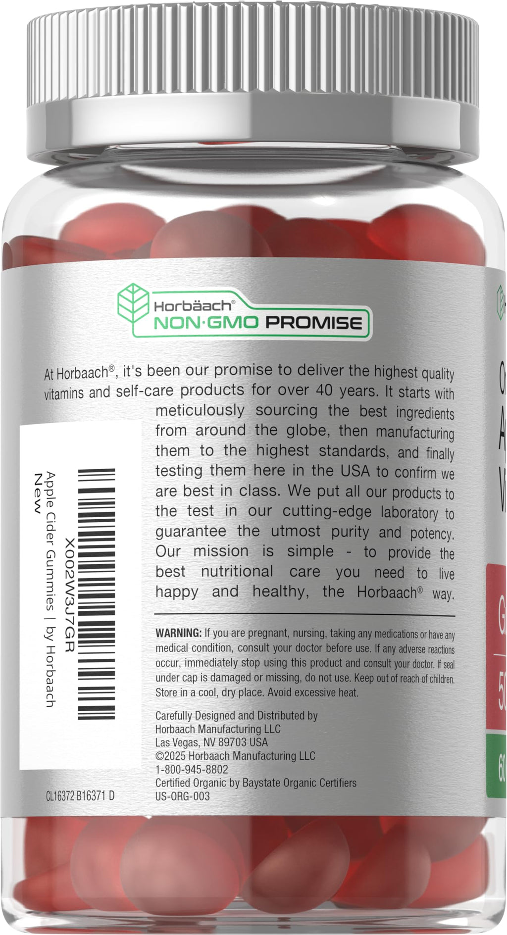 Horbäach Organic Apple Cider Vinegar Gummies - 60 Gummies - image 3