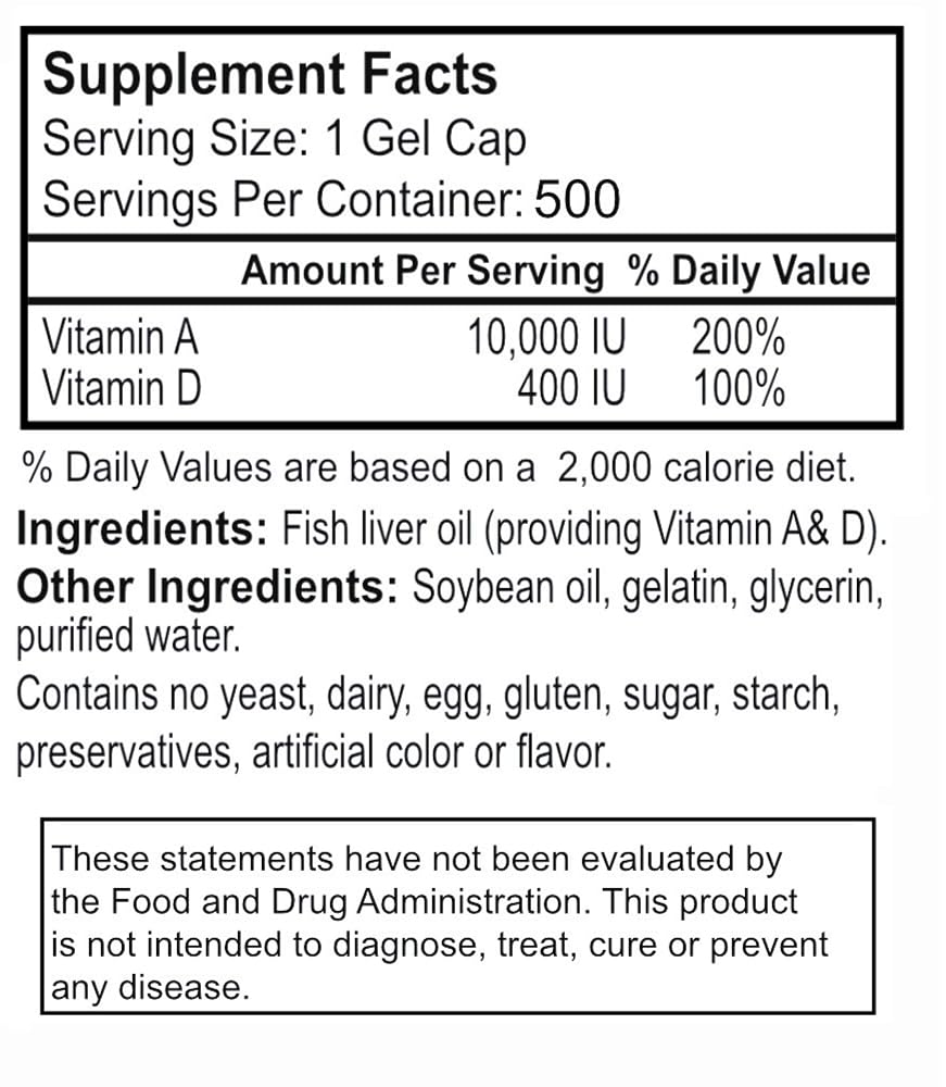 Peter's Choice Vitamin A & D 10000 IU & 400 IU - 500 Softgels - image 2