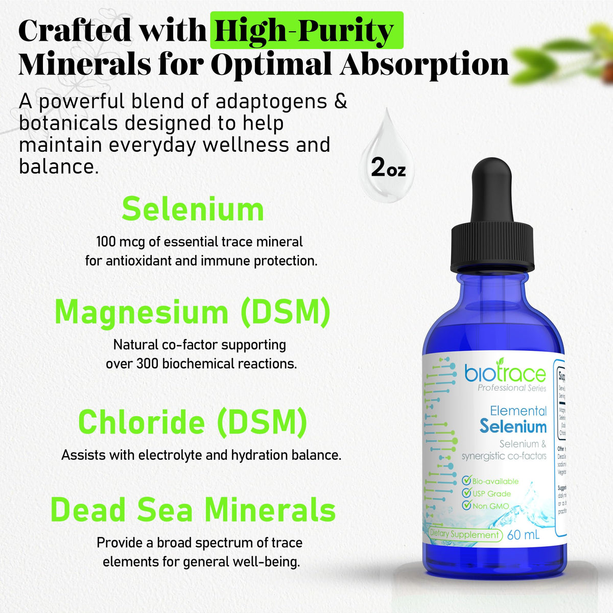Biotrace Elemental Selenium 100mcg Liquid Drops - 60ml - image 3