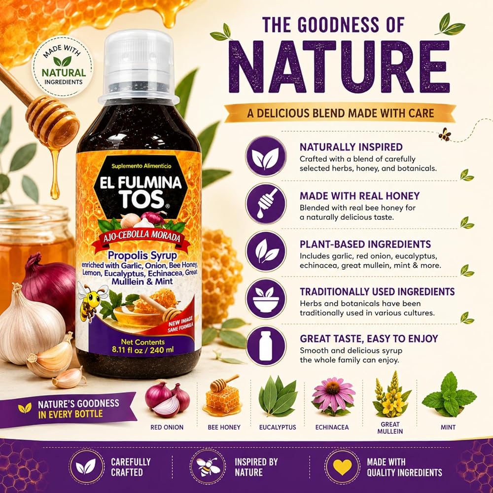 Fulminatos El Fulmina TOS Herbal Syrup with Propolis & Honey - 240 mL - image 3