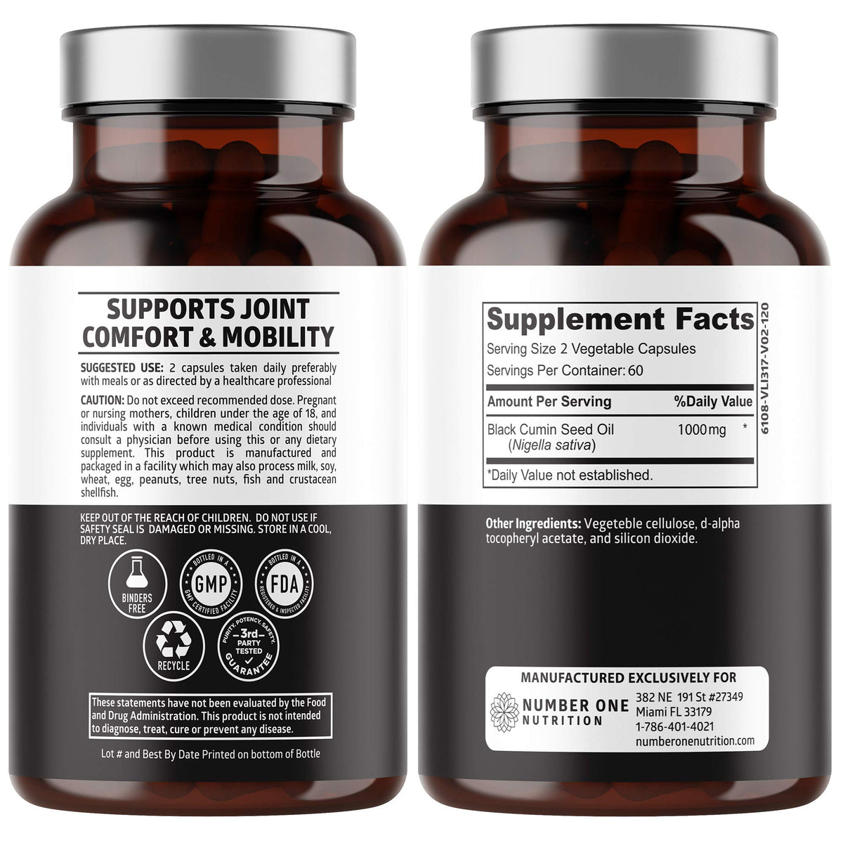 Number One Nutrition Black Seed Oil 1000 mg - 120 Capsules - image 2