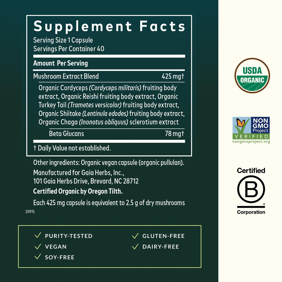 Gaia Herbs Everyday Mushrooms Immune Support - 40 Capsules - image 3
