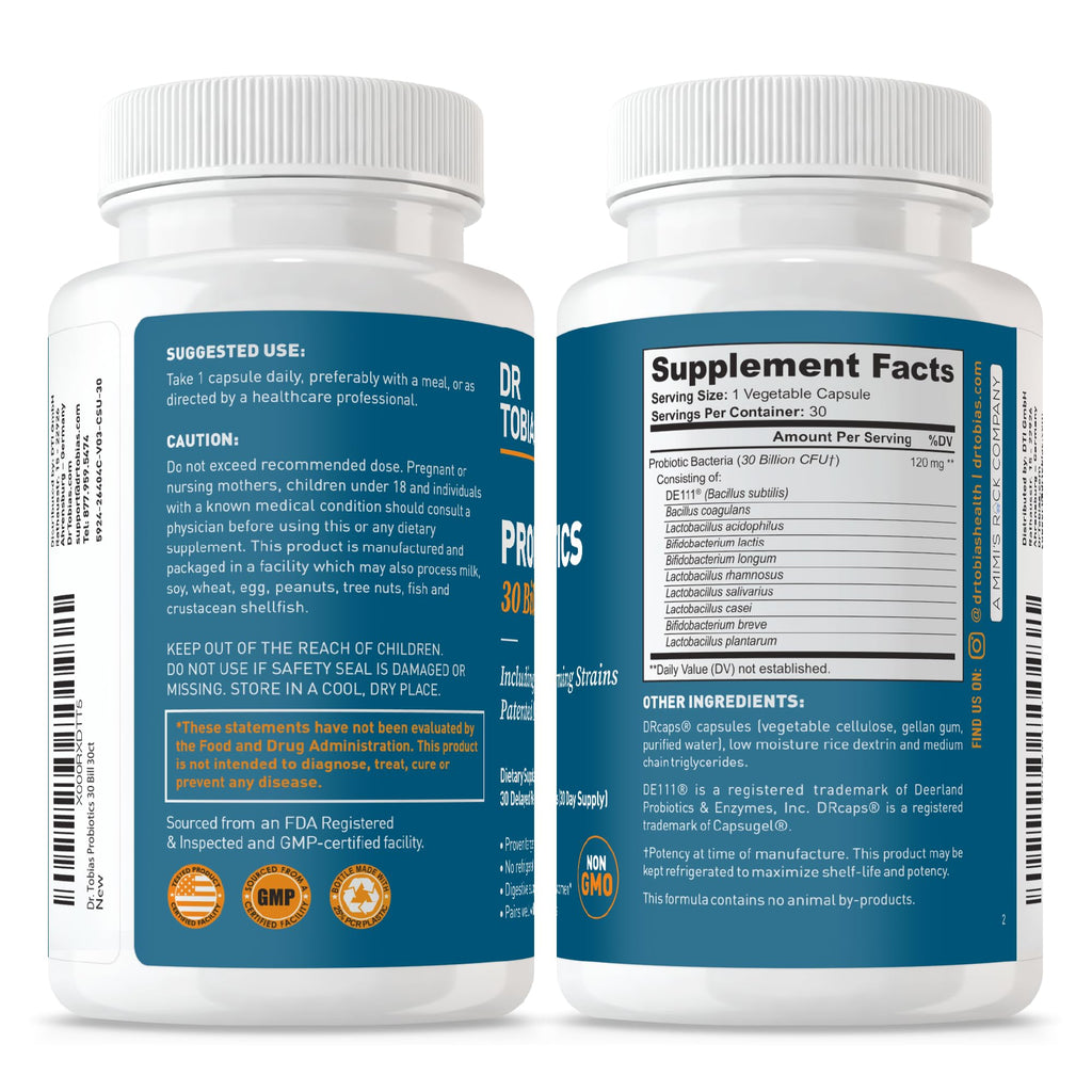 Dr. Tobias Probiotics 30 Billion CFU Gut Health Support - 30 Capsules - image 6