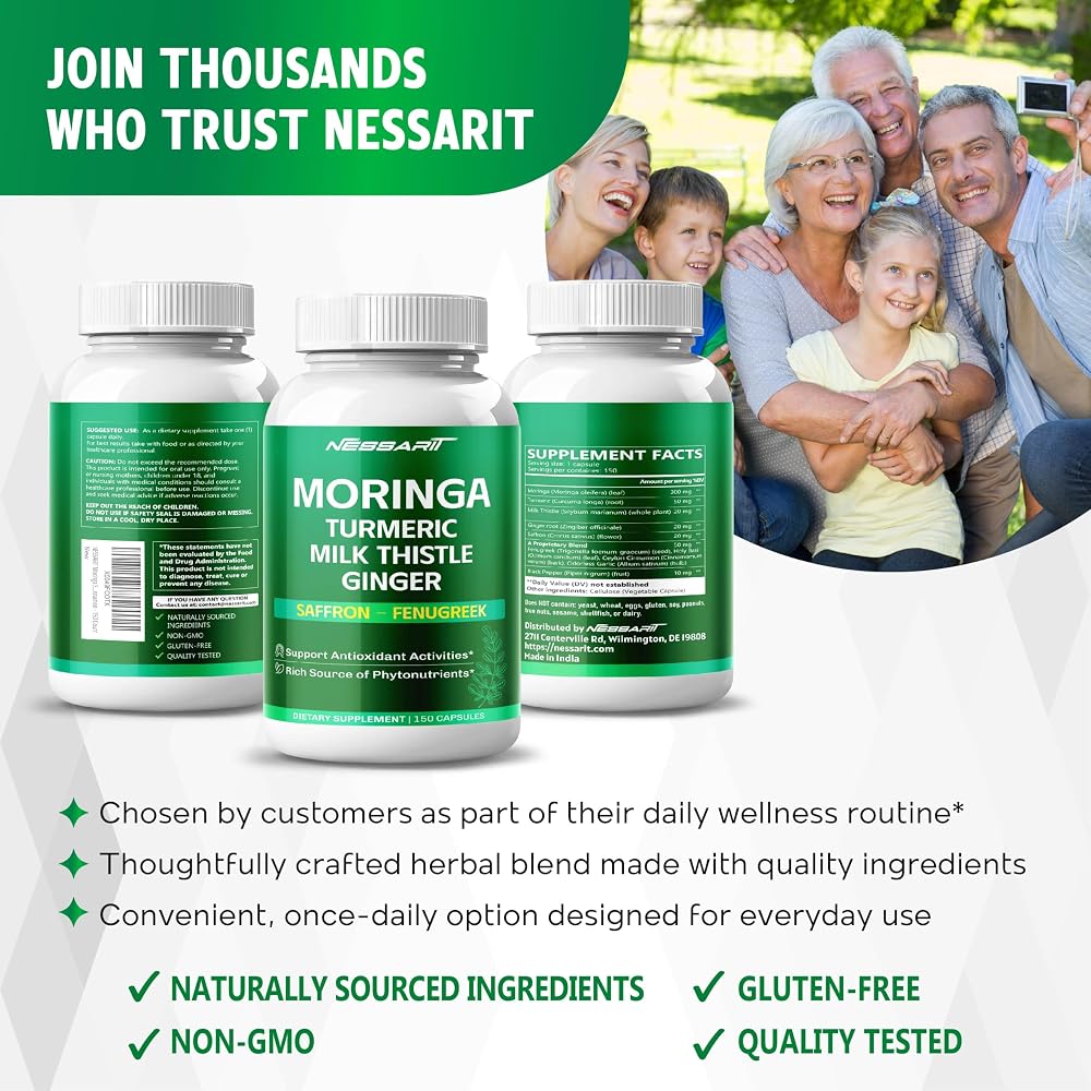 NESSARIT Complete 10-in-1 Moringa with Turmeric - 150 Capsules - image 9