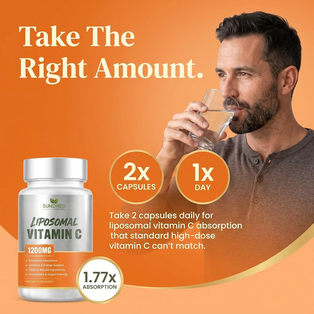 Sundhed Natural Pure Liposomal Vitamin C - 1200mg Immune System - image 8