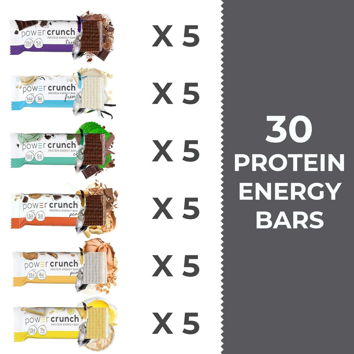Power Crunch Protein Wafer Bars Variety Pack - 30 Bars - image 3