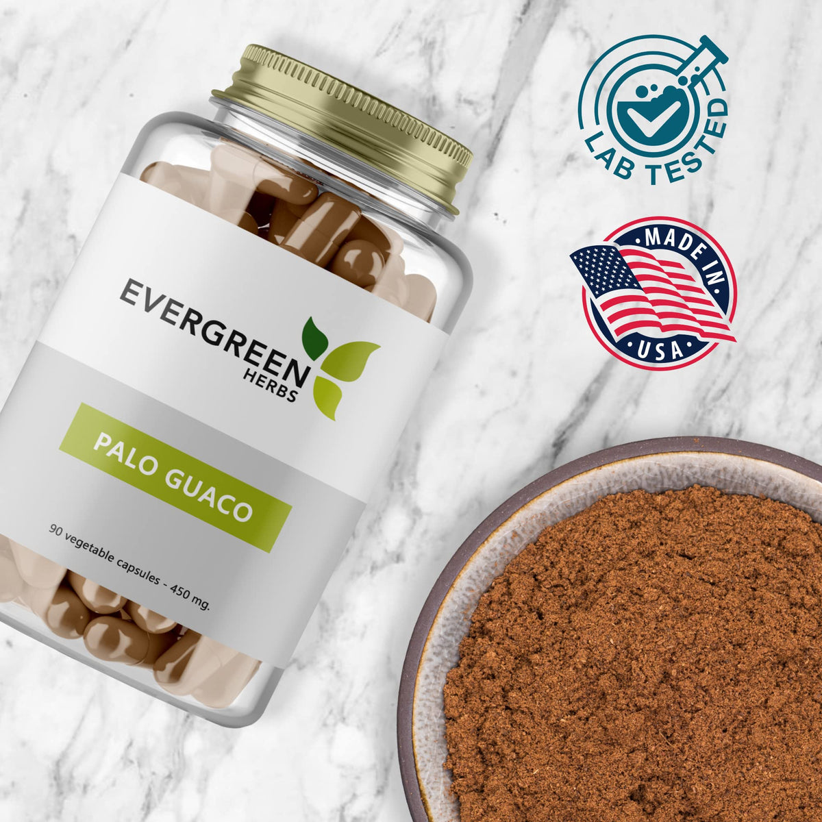 Evergreen Herbs Palo Guaco - Resealable Stand Up Pouch to Ensure