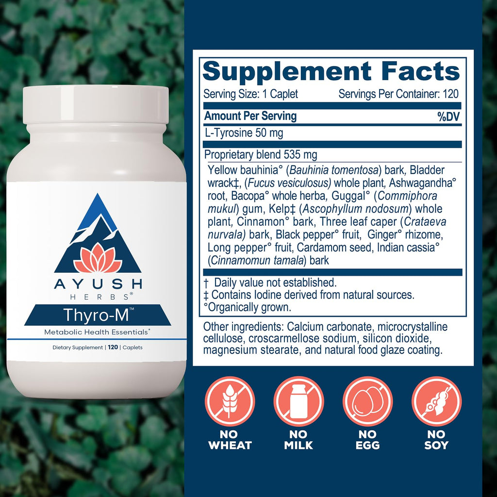 Ayush Herbs Thyro-M Thyroid Support - 120 Tablets - image 3