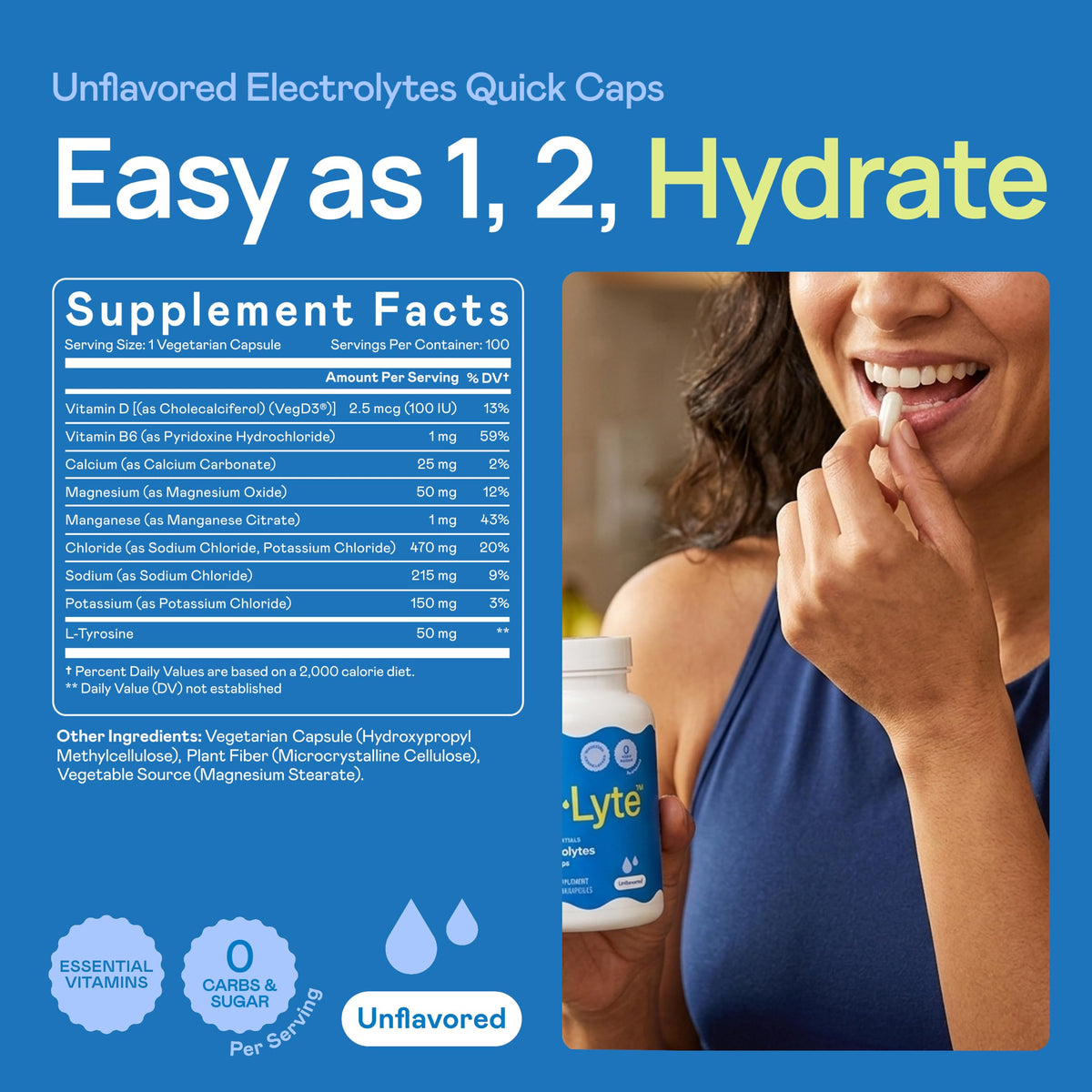 Hi-Lyte Daily Essentials Electrolytes Quick Caps Unflavored - 100 Capsules - image 3