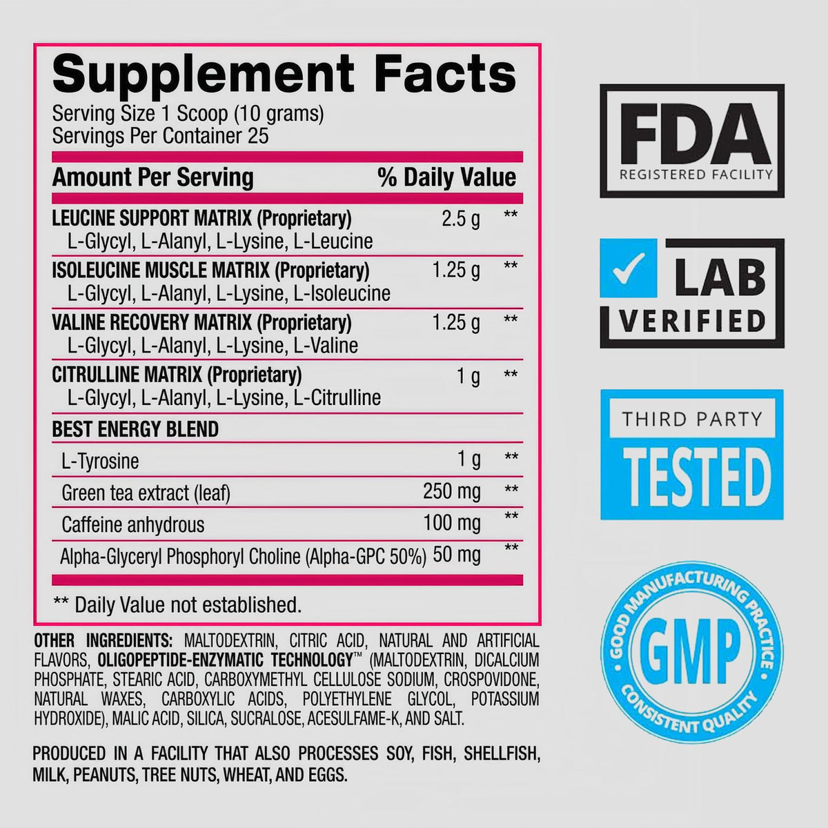 BPI Sports Best BCAA Powder Watermelon Ice - 25 Servings - image 5