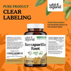 Wild & Organic Sarsaparilla Root 1000mg Capsules - Skin & Detox