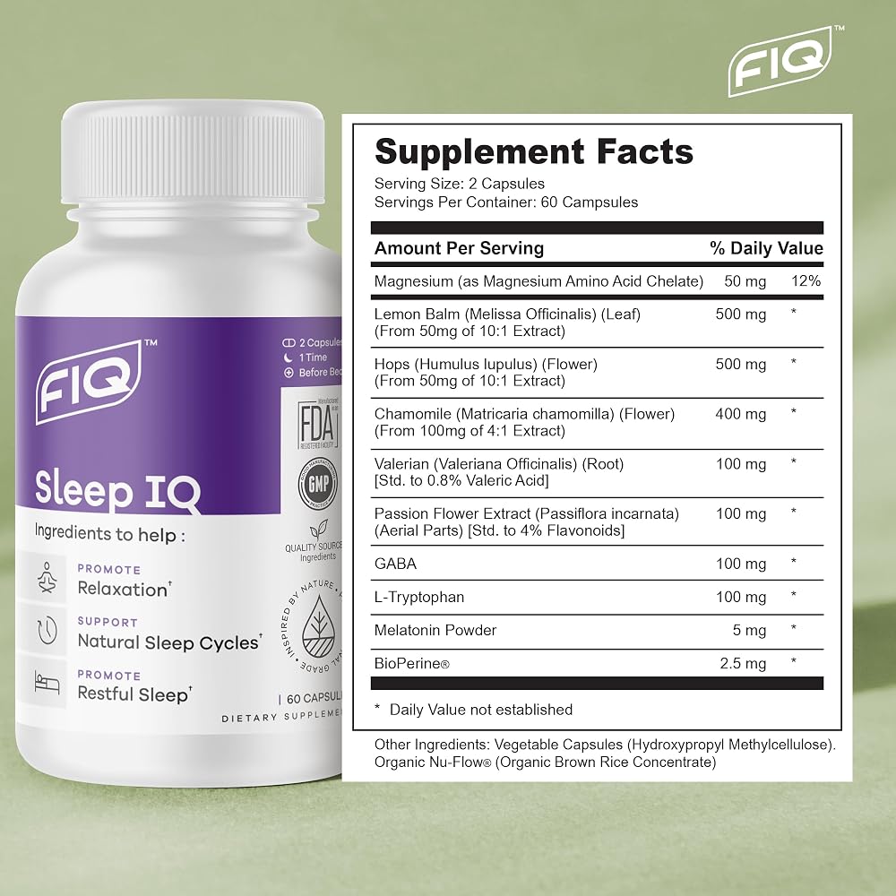 FIQ Sleep IQ Sleep Aid - 60 Vegetarian Capsules - image 4