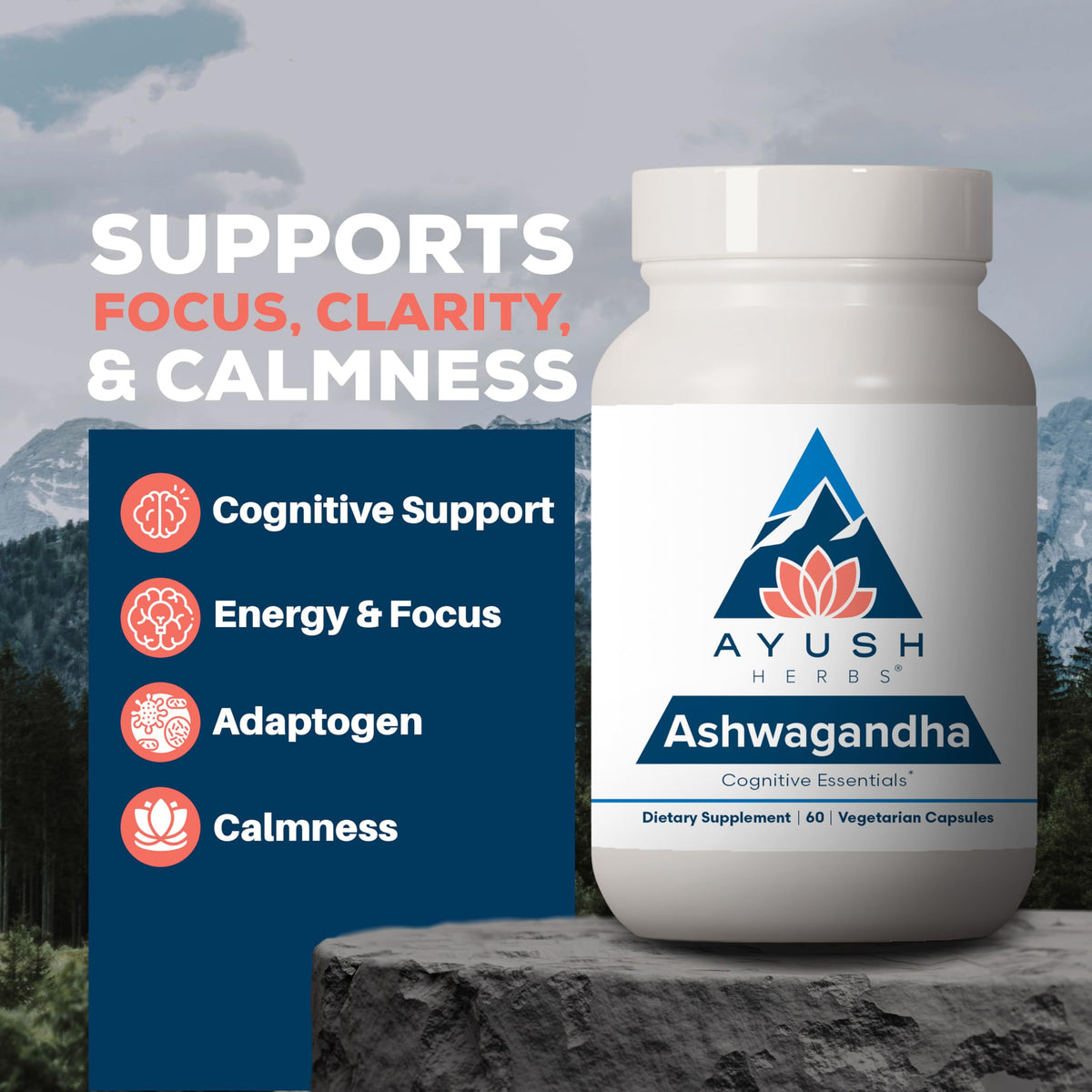 Ayush Herbs Ashwagandha Capsules 500mg for Stress - 60 Capsules - image 2