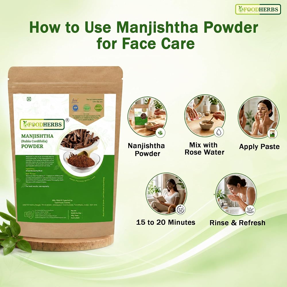 Foodherbs Manjistha Powder Pure Indian Madder Root - 200g - image 3
