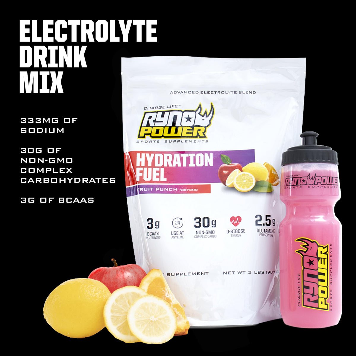 Ryno Power Hydration Fuel Electrolyte Drink Mix Fruit Punch - 20 Servings - image 3