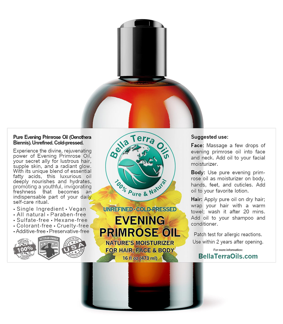 Bella Terra Oils Natural Evening Primrose Oil - 16 fl oz - image 2