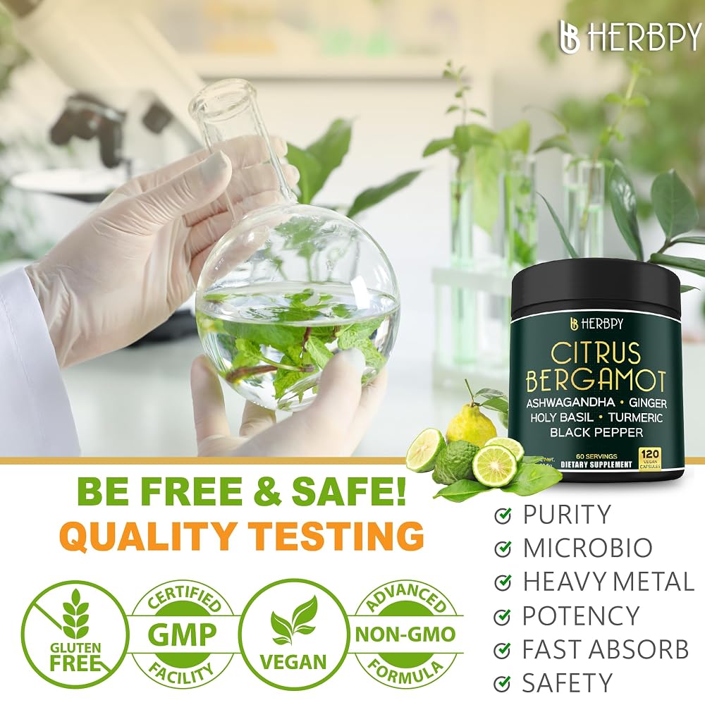 Herbpy Citrus Bergamot with Ashwagandha & Turmeric - 120 Vegan Capsules - image 5