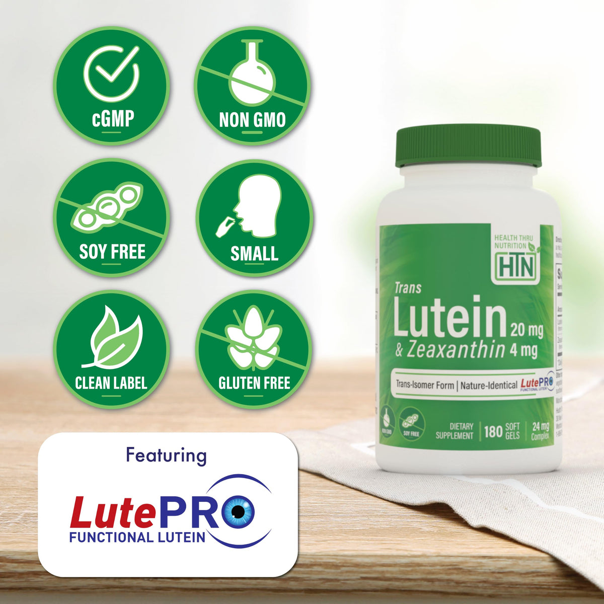Health Thru Nutrition Lutein 20mg Zeaxanthin Eye Support - 180 Softgels - image 3