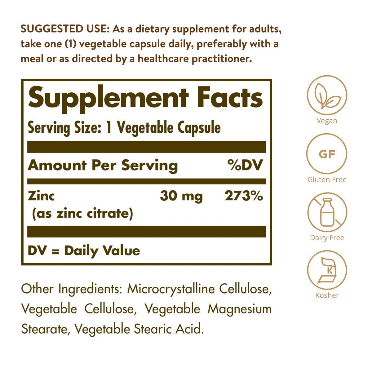 Solgar Zinc Citrate Vegetable Capsules - 100 Count - image 2