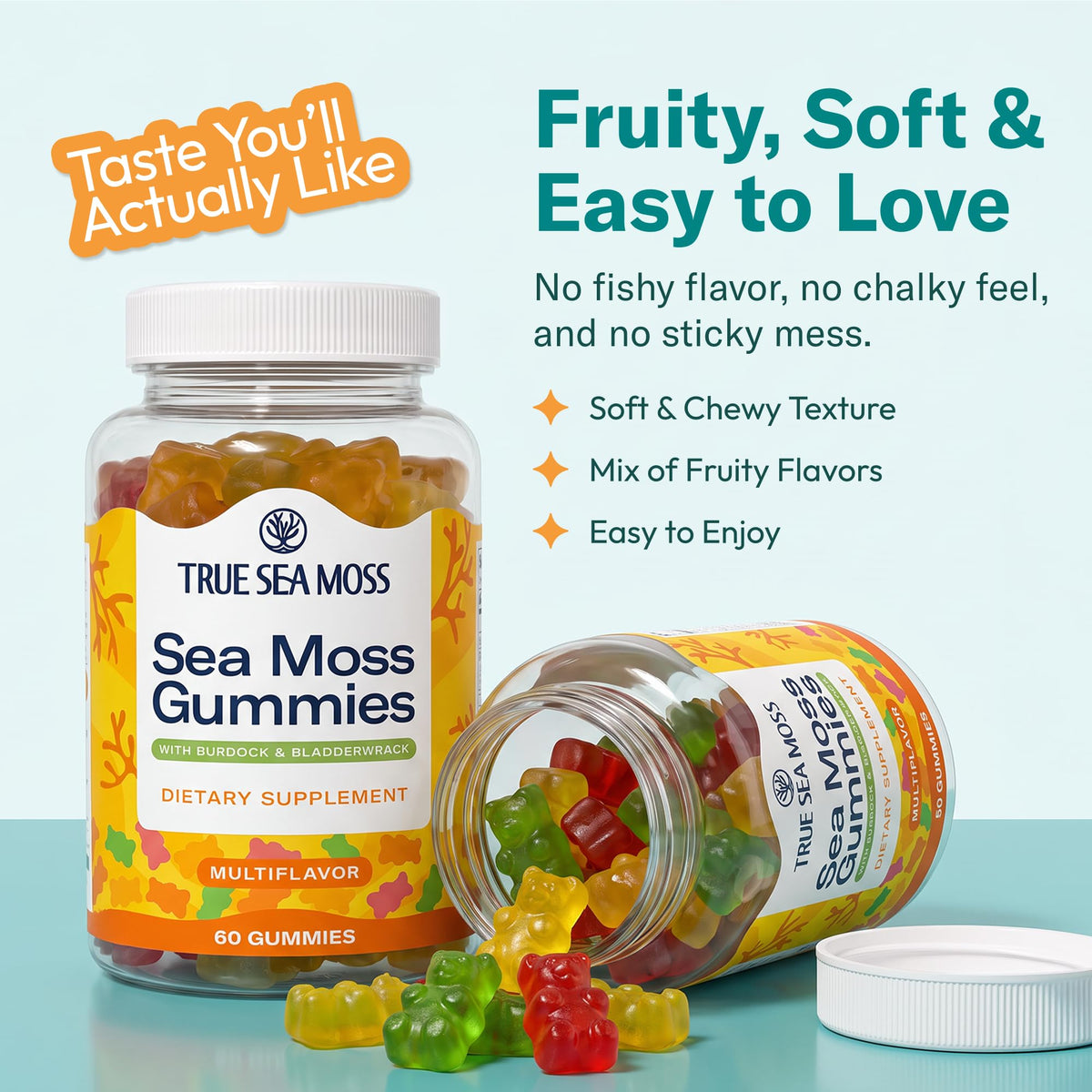 TrueSeaMoss Irish Sea Moss Gummies with Burdock Root - 60 Gummies - image 5
