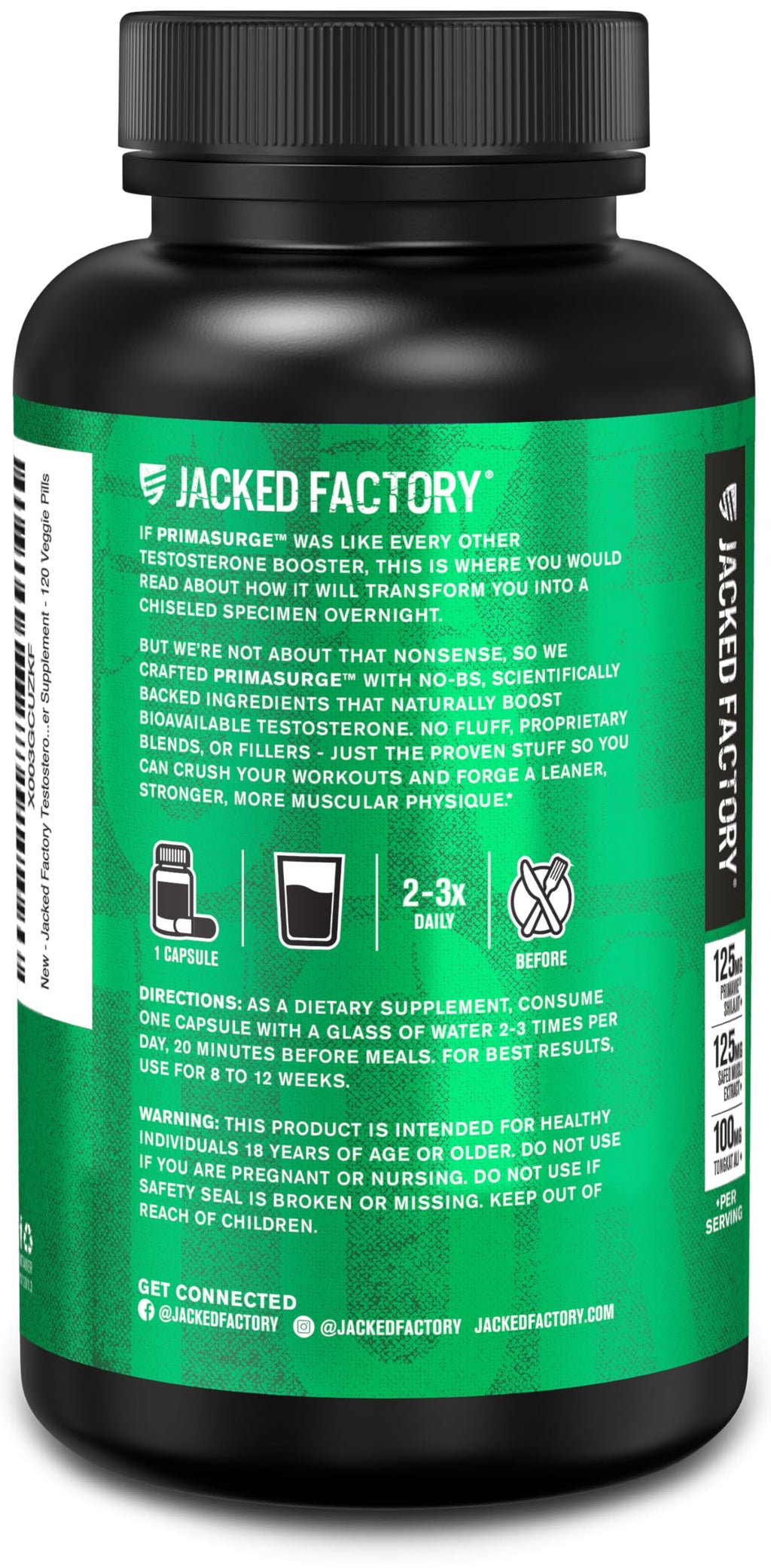 Jacked Factory Primasurge Testosterone Booster for Men - 120 Vegetarian Capsules - image 7