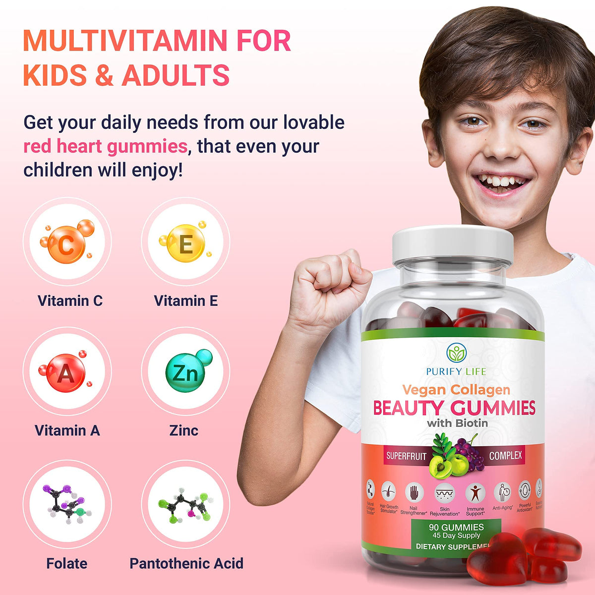 Purify Life Vegan Collagen Booster Gummies with Biotin - 90 Count - image 5