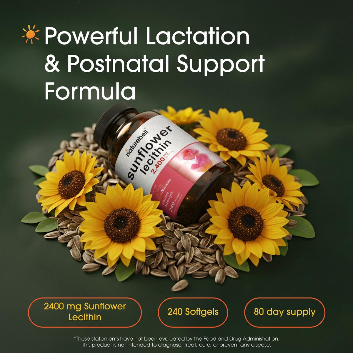 NatureBell Sunflower Lecithin for Lactation Support - 240 Softgels - image 2