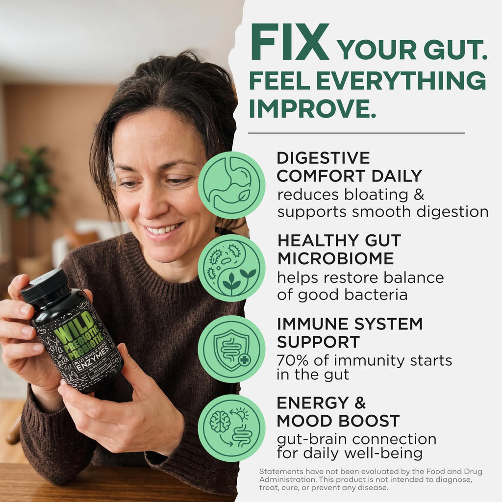 Wild Foods Prebiotic and Probiotic with Digestive Enzymes - 30 Capsules - image 3