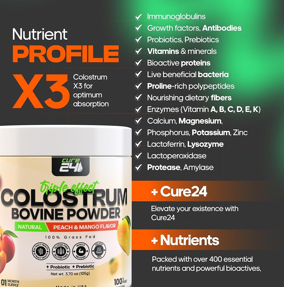 Cure24 Bovine Colostrum X3 Supplement Powder - 3.17 oz - image 5
