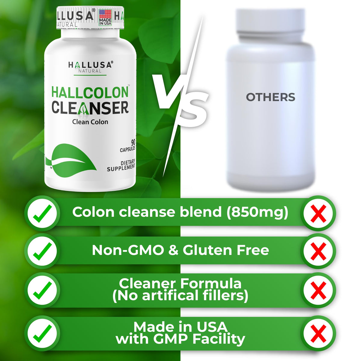 Hallusa Natural Colon Cleanser Herbal Fiber Blend - 90 Capsules - image 8