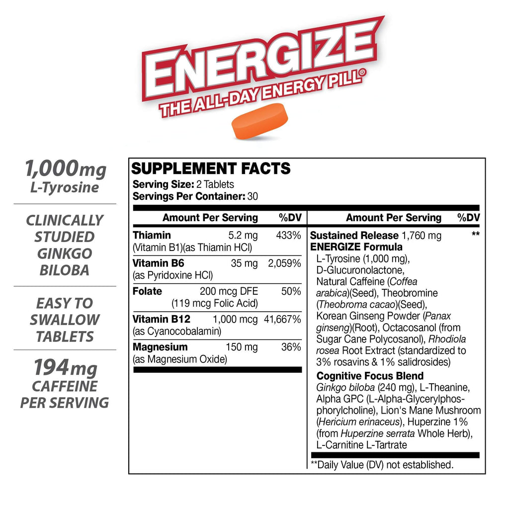 iSatori Energize Caffeine Pills Time Release - 84 Tablets
