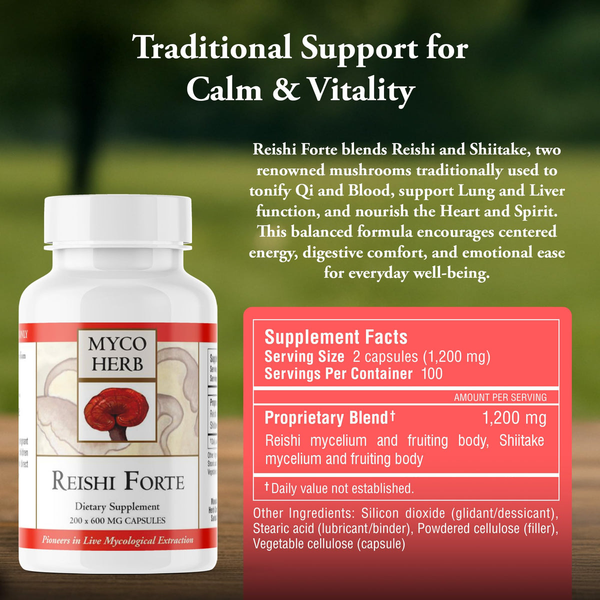 Kan Herbs Reishi Forte Mushroom Blend for Vitality - 120 Tablets - image 3