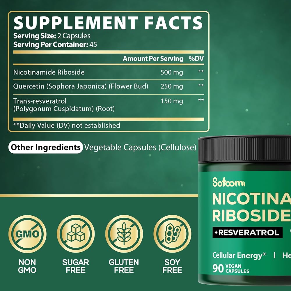 Satoomi NAD Supplement with Nicotinamide Riboside 900 mg - 90 Capsules - image 2