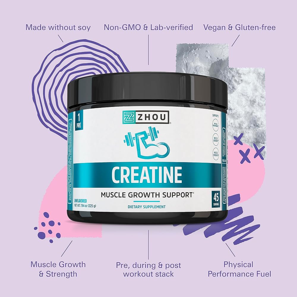 ZHOU Creatine Monohydrate Powder - 45 Servings - image 4