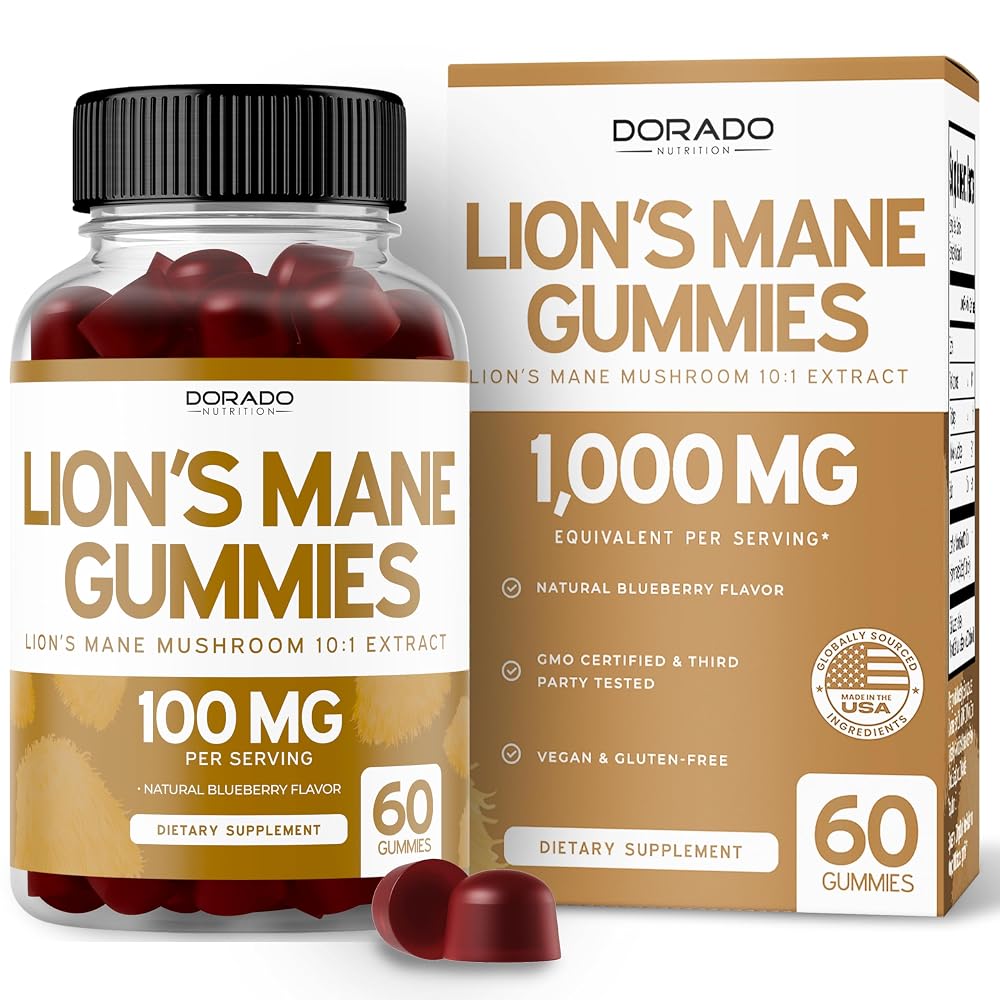 DORADO NUTRITION Lions Mane Mushroom Gummies - 60 Count