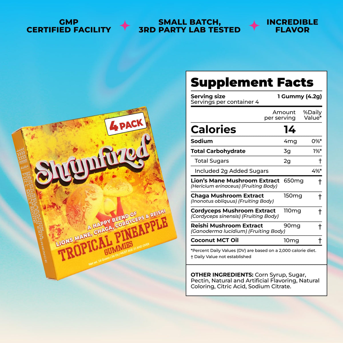 Shrumfuzed Mushroom Gummies Tropical Pineapple - 4 Count - image 4