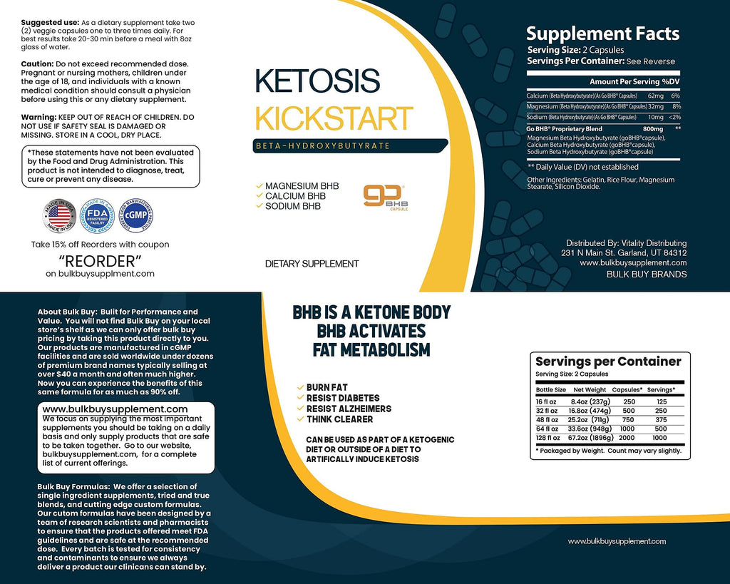 Bulk Buy Ketosis Kickstart - beta-hydroxybutyrate Salts for Ketogenic