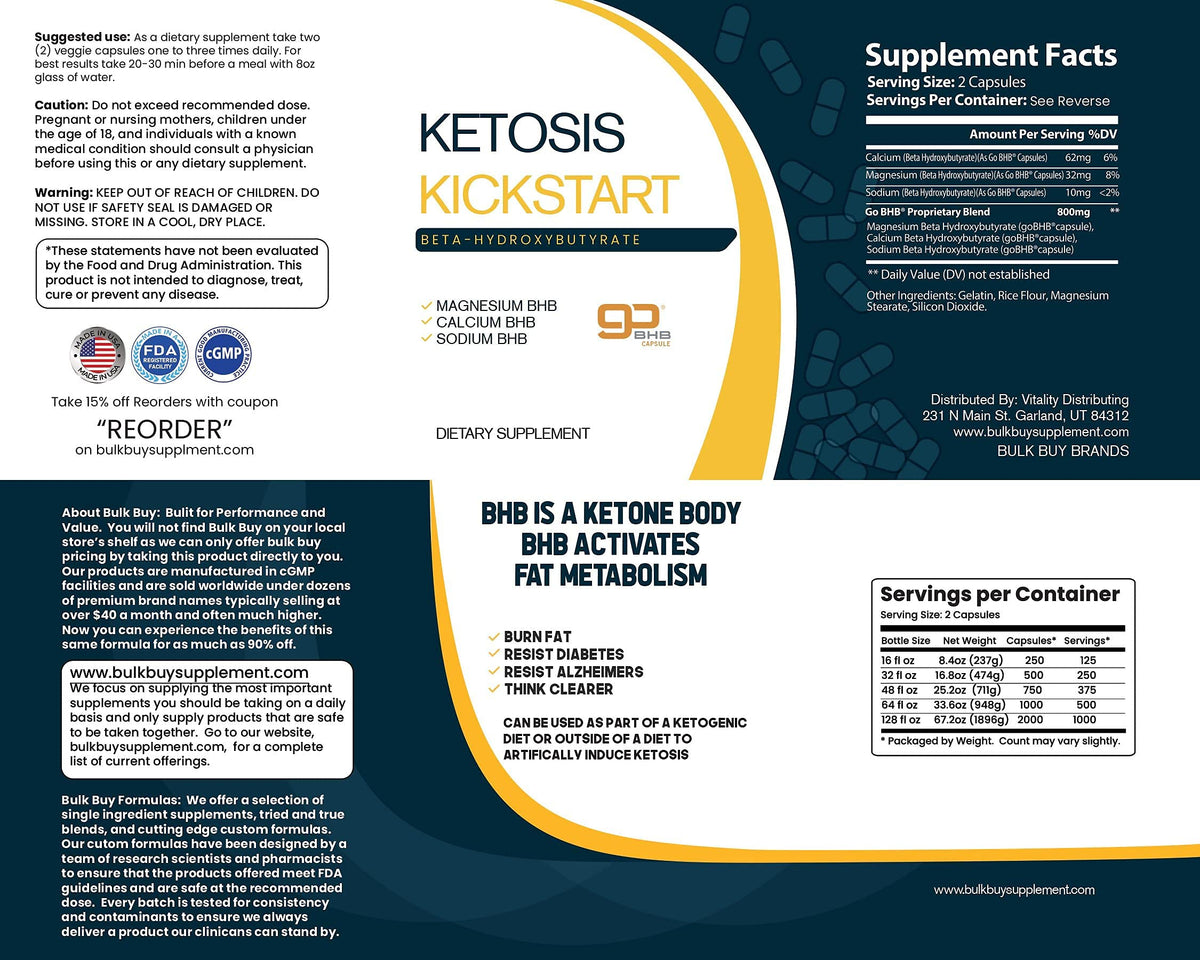 Bulk Buy Ketosis Kickstart - beta-hydroxybutyrate Salts for Ketogenic
