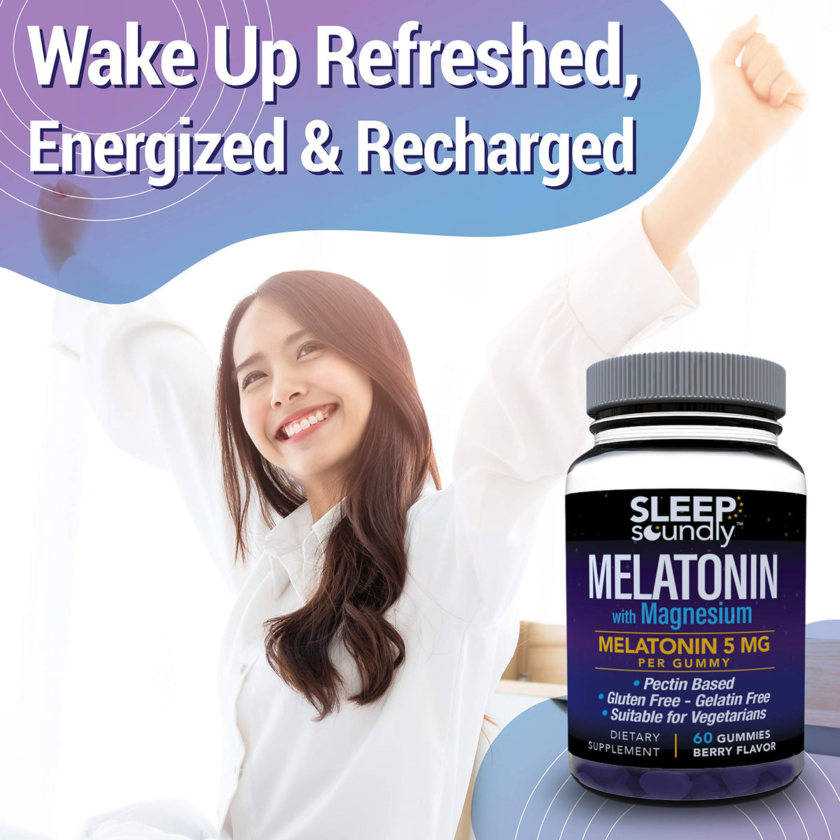 Sleep Soundly Melatonin and Magnesium Gummies 5 mg - 60 Gummies - image 5