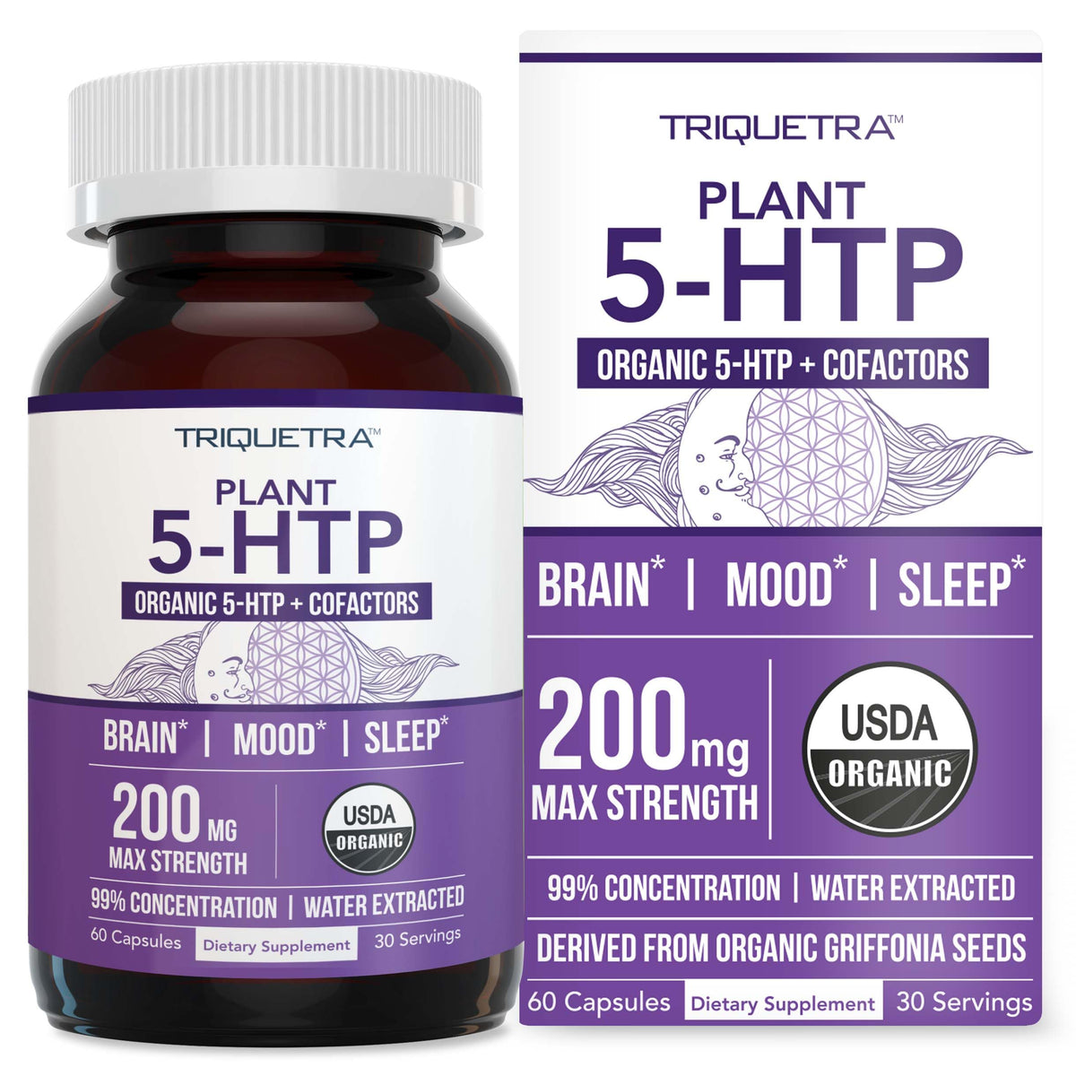 Triquetra Health Organic 5-HTP 200 mg Capsules - 60 Count