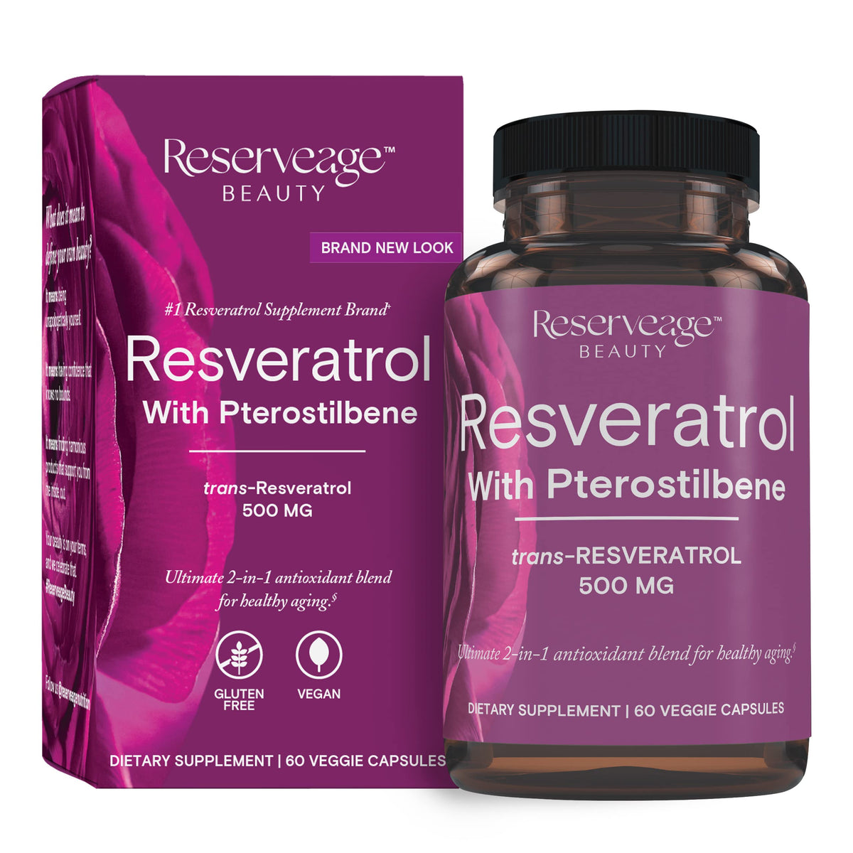Reserveage Nutrition Resveratrol 500 mg with Pterostilbene - 60 Capsules