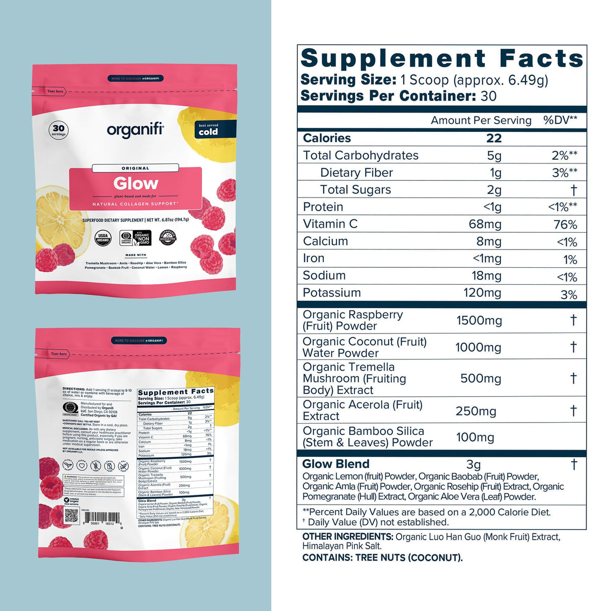 Organifi Glow Hydrating Drink Mix for Radiant Skin - 30 Servings - image 2