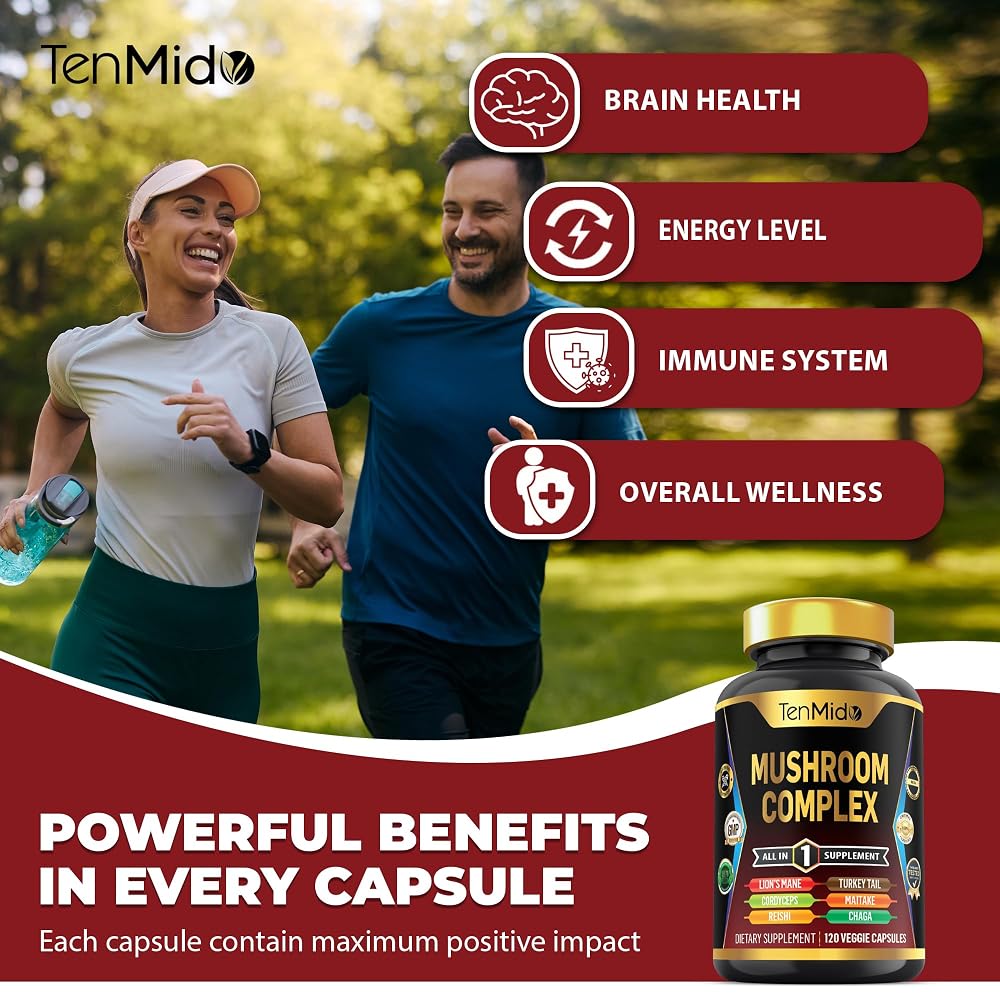 Tenmido Mushroom Complex Supplement 13-in-1 - 120 Capsules - image 5