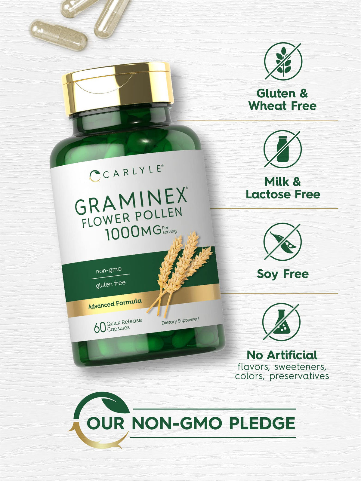 Carlyle Graminex Flower Pollen Extract 1000 mg - 60 Capsules - image 4