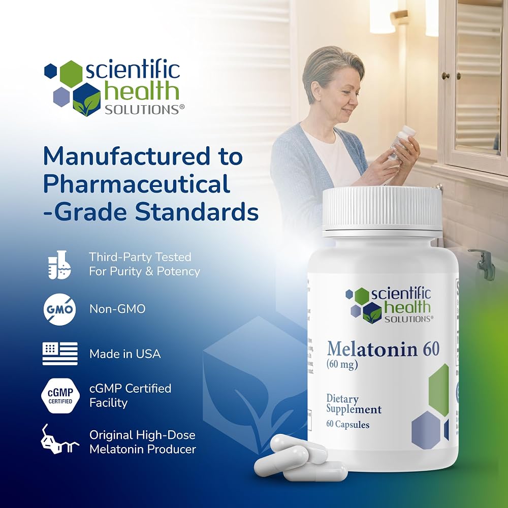 Scientific Health Solutions Melatonin 60mg Sleep Aid - 120 Capsules - image 6