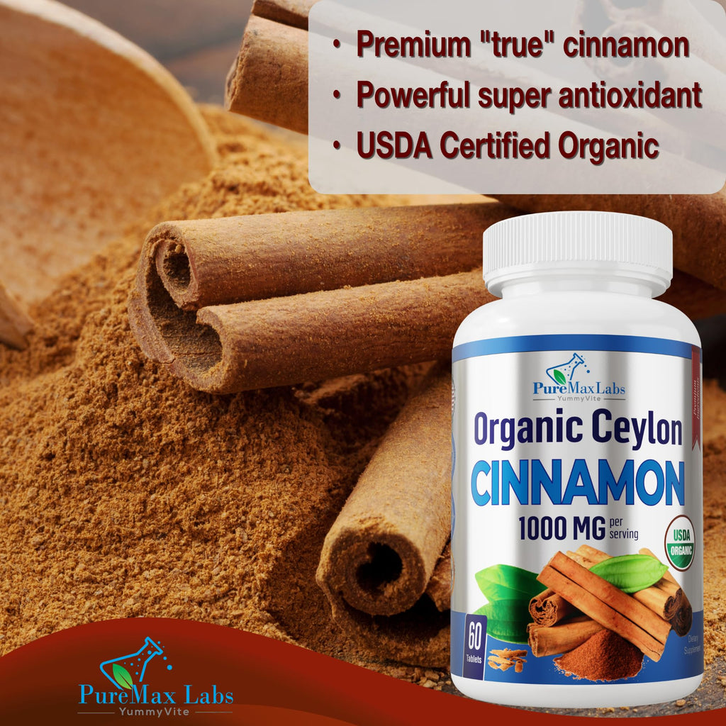 YUMMYVITE Organic Ceylon Cinnamon 1000mg - 60 Tablets - image 3