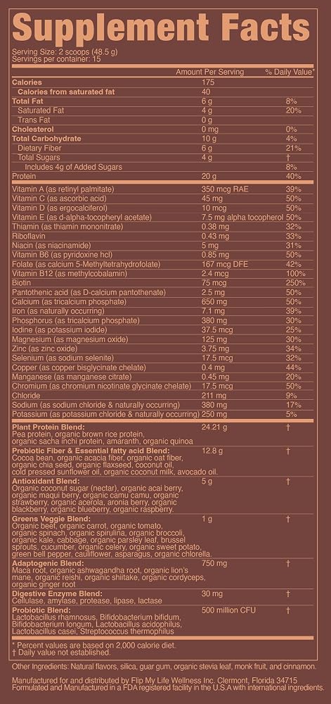 Flip My Life, Flip 7 Natural SuperFood, Plant-Based Protein, Complete